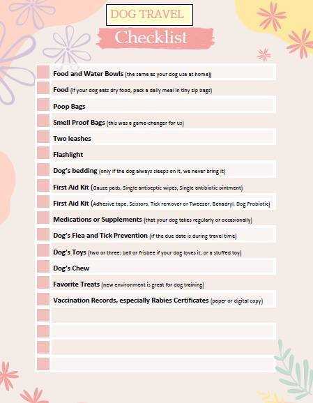 dog travel checklist
