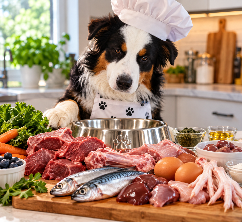 Neo is preparing raw dog food